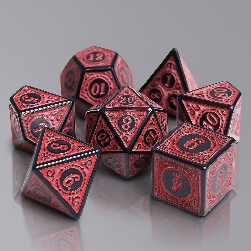 Crimson Glyphs ️ Dice Set of 7 | ลูกเต๋า Dice For DnD D&D MTG RPG TRPG เกมกระดาน บอร์ดเกม Game ไพ่ทาโรต์ Magic เมจิก