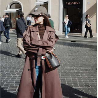 (พร้อมส่ง) Trench Coat🤎 โค้ทกันลมยาว สีน้ำตาล ทรงสวยมาก