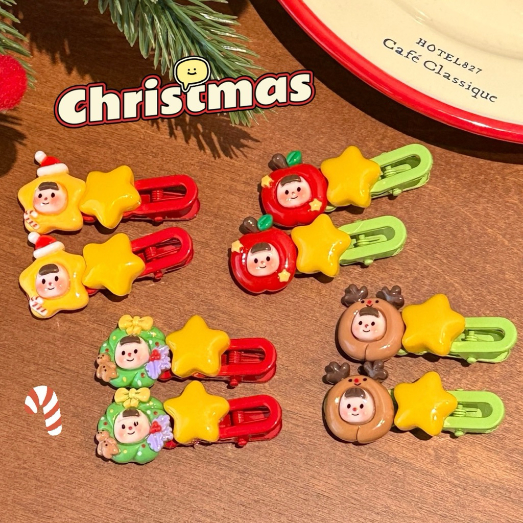 Cute 414 กิ๊บติดผม กิ๊บหนีบผมคริสต์มาส 2 ชิ้น/แพ็ค