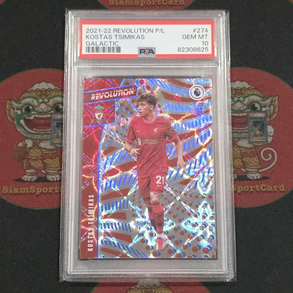 การ์ด​เกรด​ Kostas Tsimikas RC 2022 Revolution Galactic​ PSA​ 10​