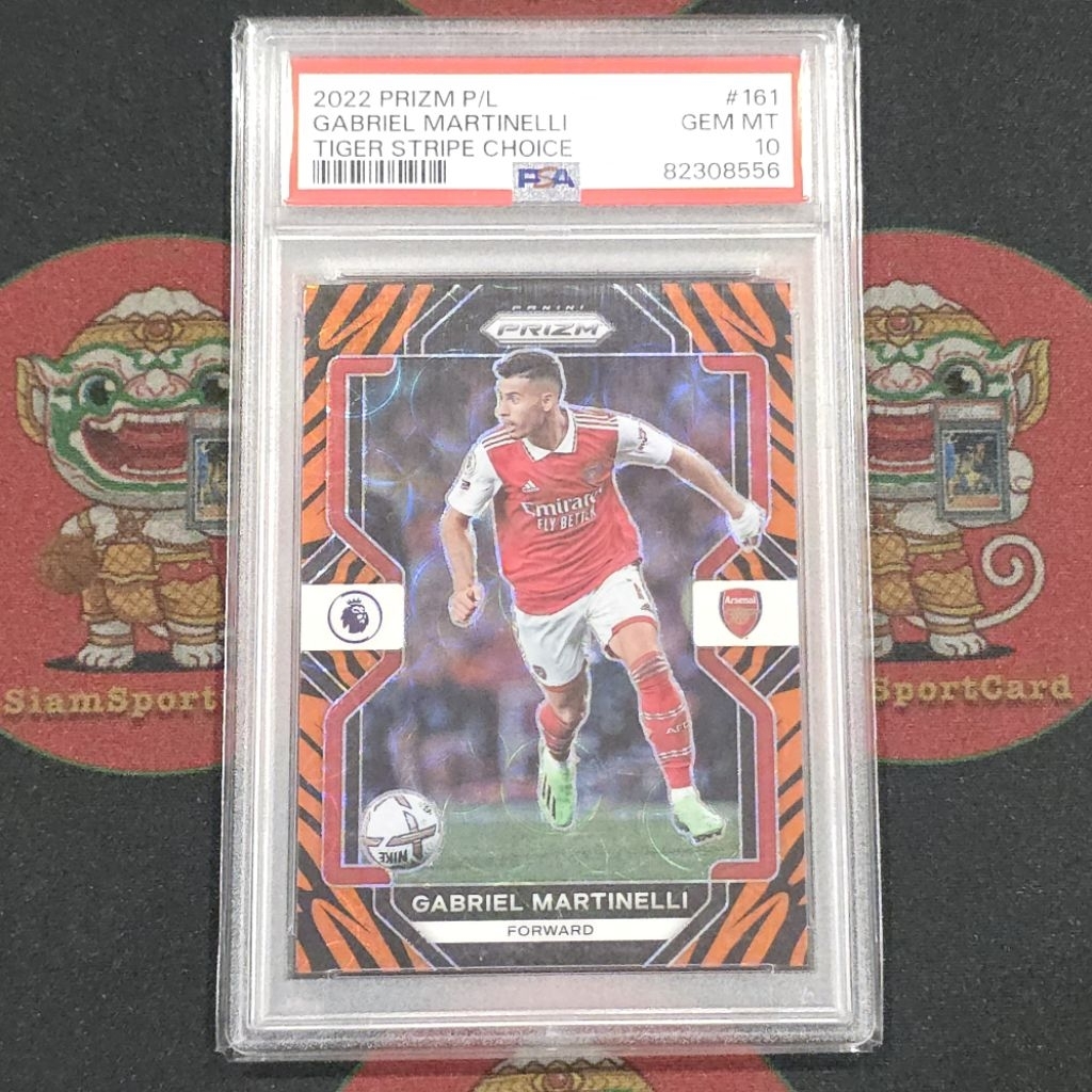 การ์ด​เกรด​ Gabriel Martinelli​ 2022 Prizm​ Choice​ Tiger Stripe​ PSA​ 10
