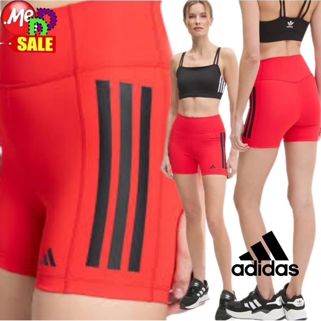Adidas - ใหม่ กางเกงรัดรูปใส่เทรนนิ่ง เอวสูง Optime 3-Stripe Short Leggings JN4583 IK5480 JG6144 IK5