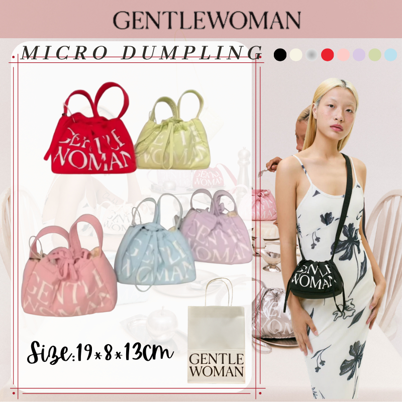 💓สไตล์คลาสสิก🥟Gentlewoman Micro Dumpling Bag💯แท้ GW Casual Letter Drawstring bag กระเป๋าเกี๊ยว กระเป๋าสะพายไหล่
