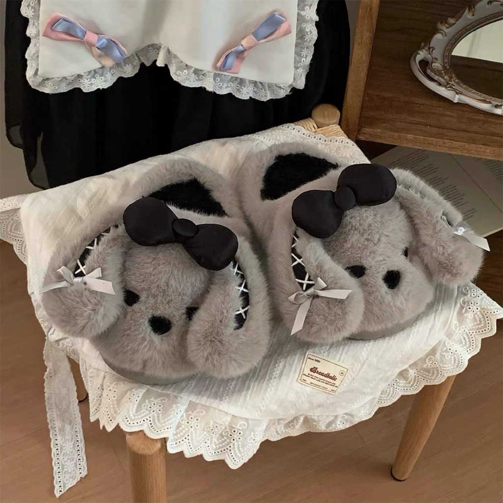 พร้อมส่ง🩶รองเท้า Elegant Cozy สไตล์สาวฝรั่งเศส น่ารักแต่ไม่เด็ก สลิปเปอร์ขนนุ่ม โกธิคโลลิต้า รองเท้าน่ารัก 49089 - รูปที่ 4