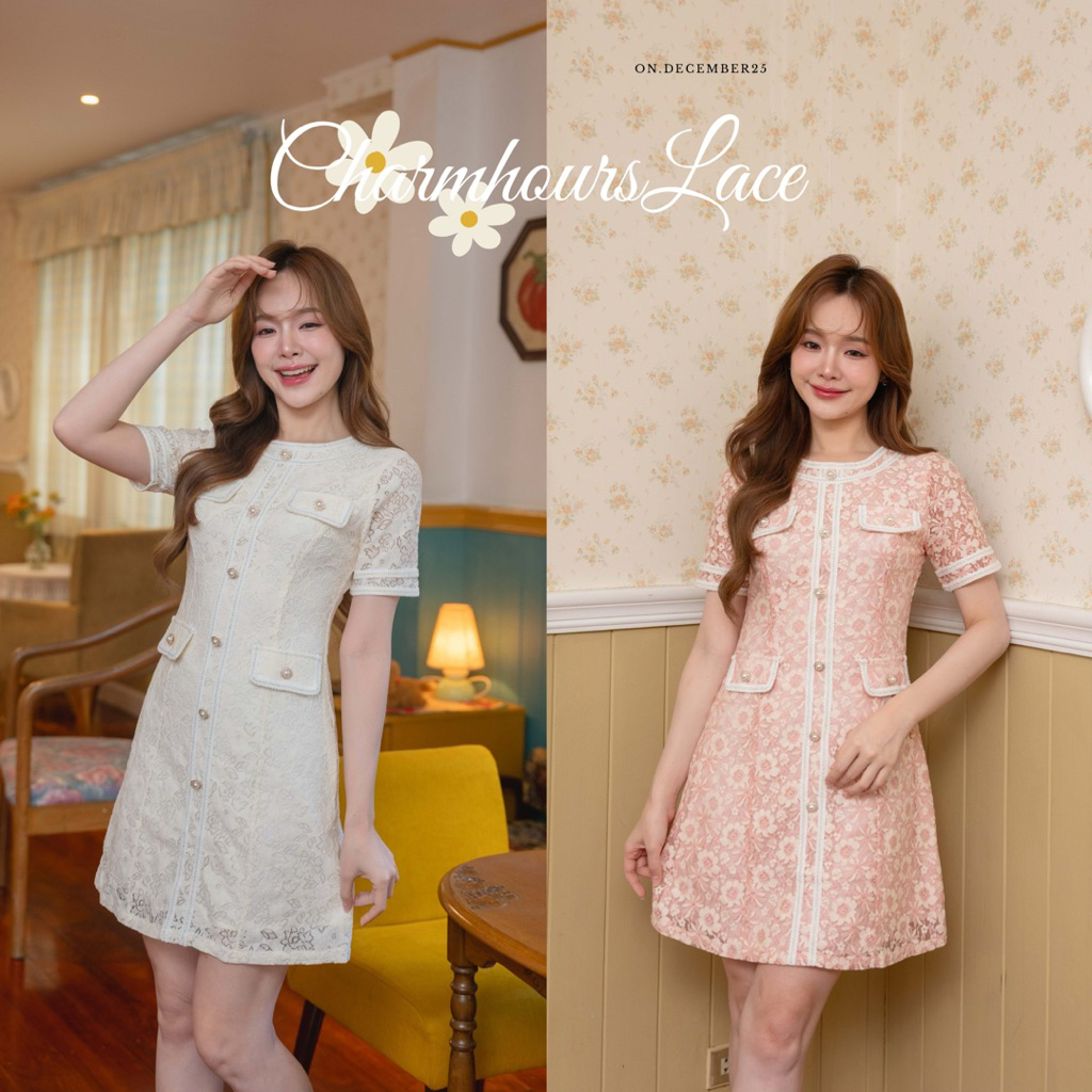 on.december25 เดรส Charmhour lace มี2สี
