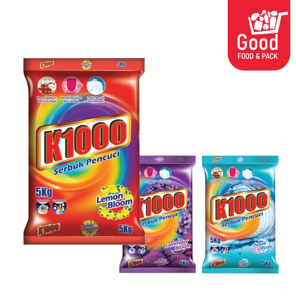 K1000 ผงซักฟอก ซักผ้า หอม สะอาด ถุงละ 5กิโลกรัม