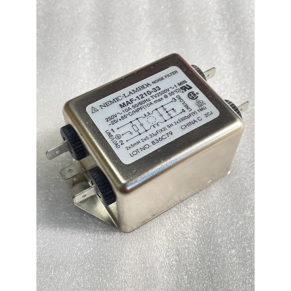(แพ็ค1ตัว) MAF-1210-33 NOISE FILTER 10A 250VAC 50/60Hz ตัวกรองสัญญาณรบกวน ยี่ห้อ NEMIC-LAMBDA นอยด์ฟิลเตอร์ – โปรปัง