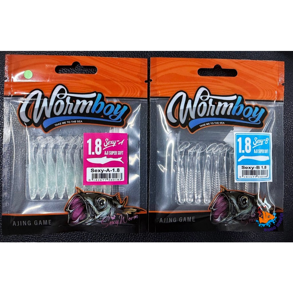 ปลายางอาจิ Worm Boy(ชิกคารี่) ขนาด1.8 SexyA  และ SexyB  พร้อมเบ็ดแคโรไลน่าตรงงาน