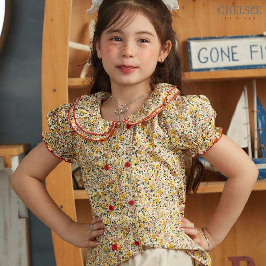 Chelsee เสื้อเชิ้ตคอกลม แขนตุ๊กตา ลายดอกไม้ 100%Cotton อายุ 1.5-10ปี เด็กผู้หญิง เสื้อผ้าเด็กโต รุ่น 238194 ราคา ถูกที่สุด ดีลบีเคเค รูปภาพหลัก