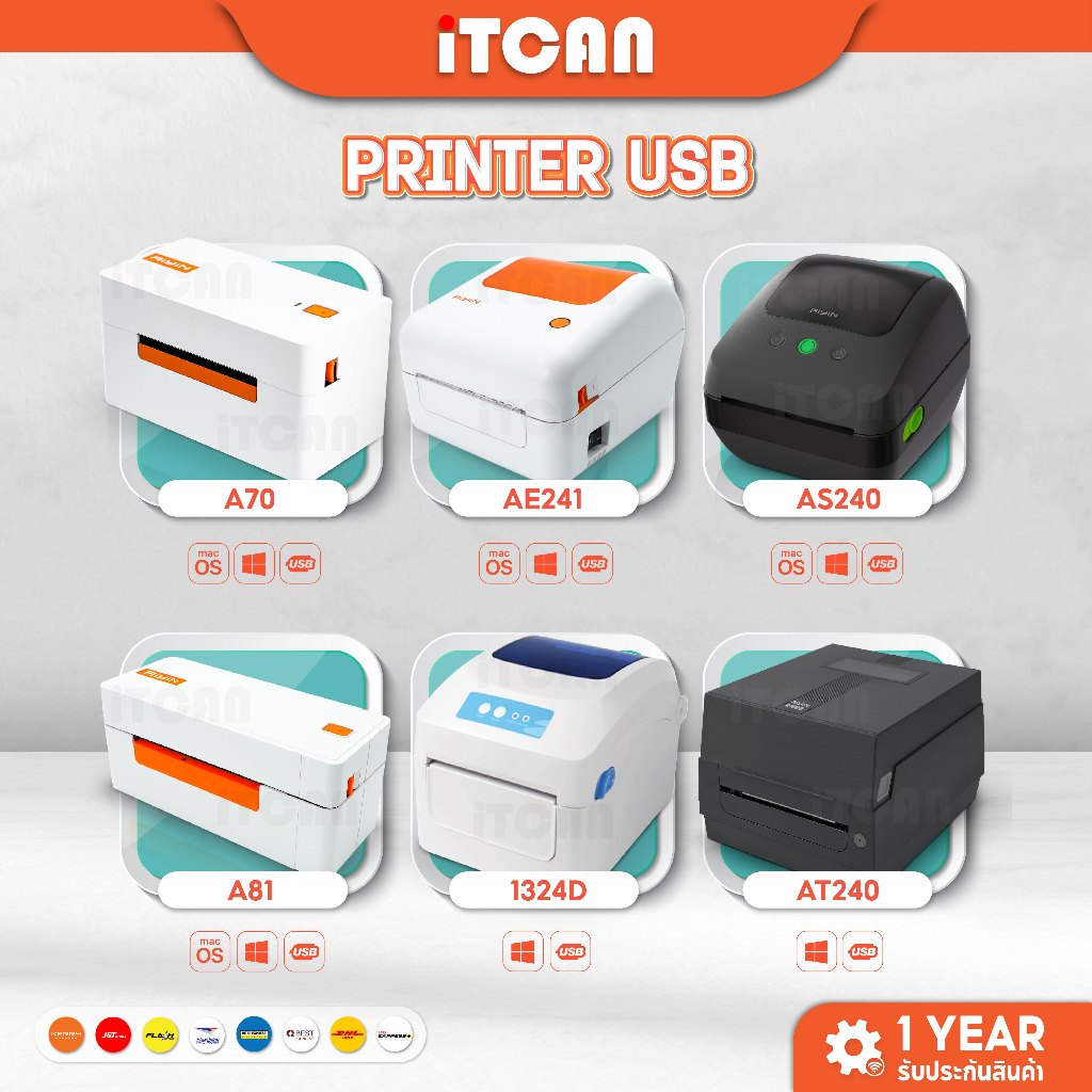 เครื่องปริ้นUSB Gprinter1324 เครื่องปริ้นความร้อน ใบปะหน้าสติกเกอร์ ไม่ใช้หมึก เครื่องพิมพ์ความร้อน