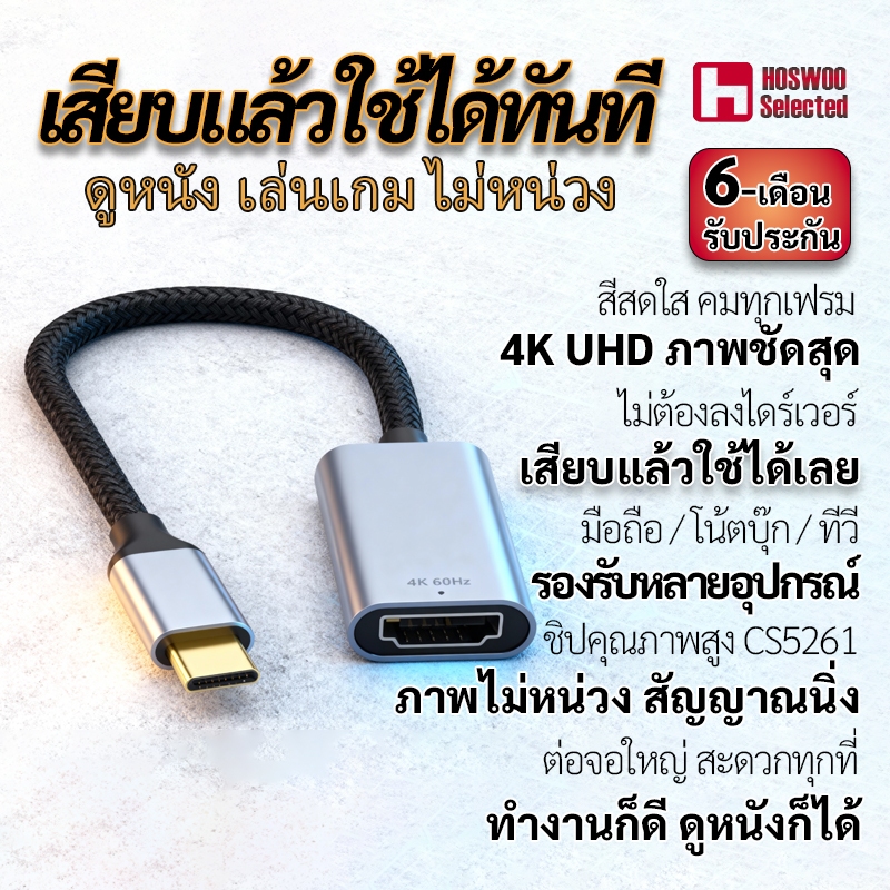 Type-C HDMI, สายต่อทีวี, สายต่อจอ, 4K HDMI, 8K HDMI, Macbook, มือถือ, สายแปลง, ต่อจอคอม, โปรเจกเตอร์