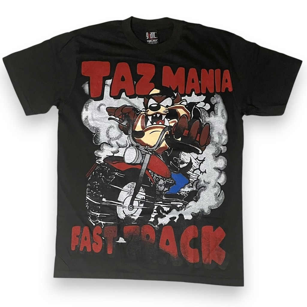 เสื้อการ์ตูนวินเทจ Tazmanian Devil ลาย Fast Track สกรีนใหญ่เต็มตัวหน้า-หลัง งานป้าย Giant