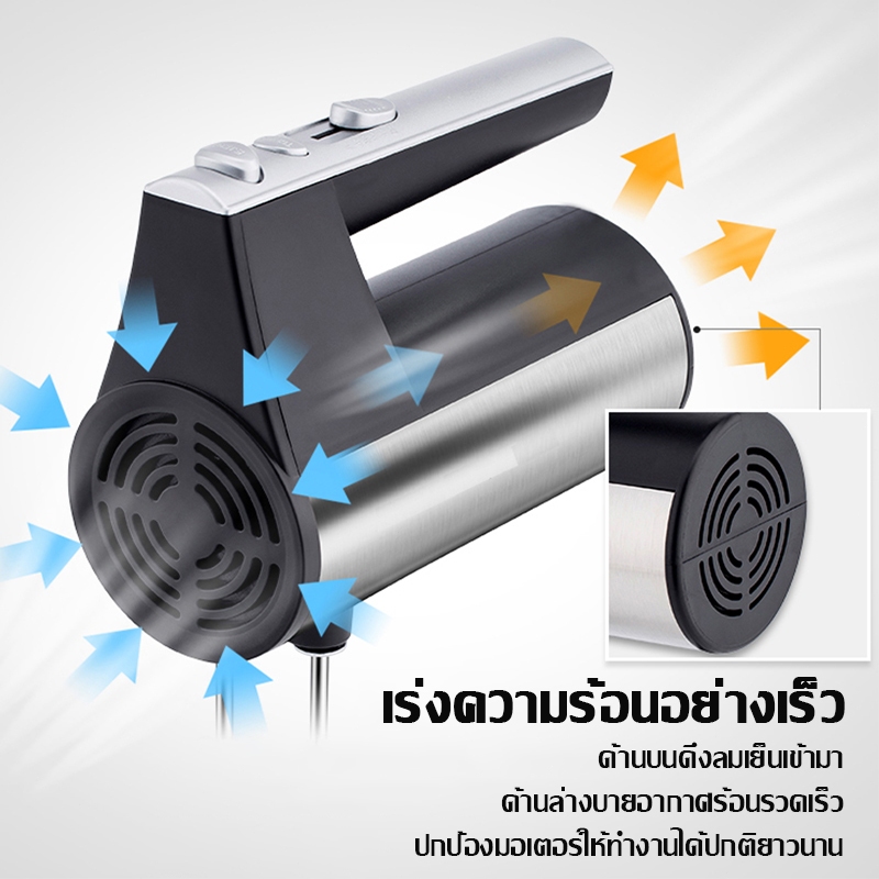 【รับประกัน 5ปี】เครื่องตีไข่ 1600W ปรับได้5ระดับ ตีไข่/เนย/ครีม/แยม กวนด้วยแท่งคู่ทั่วถึงยิ่งขึ้น เครื่องปั่นผสมแป้งไฟฟ้า - รูปที่ 5