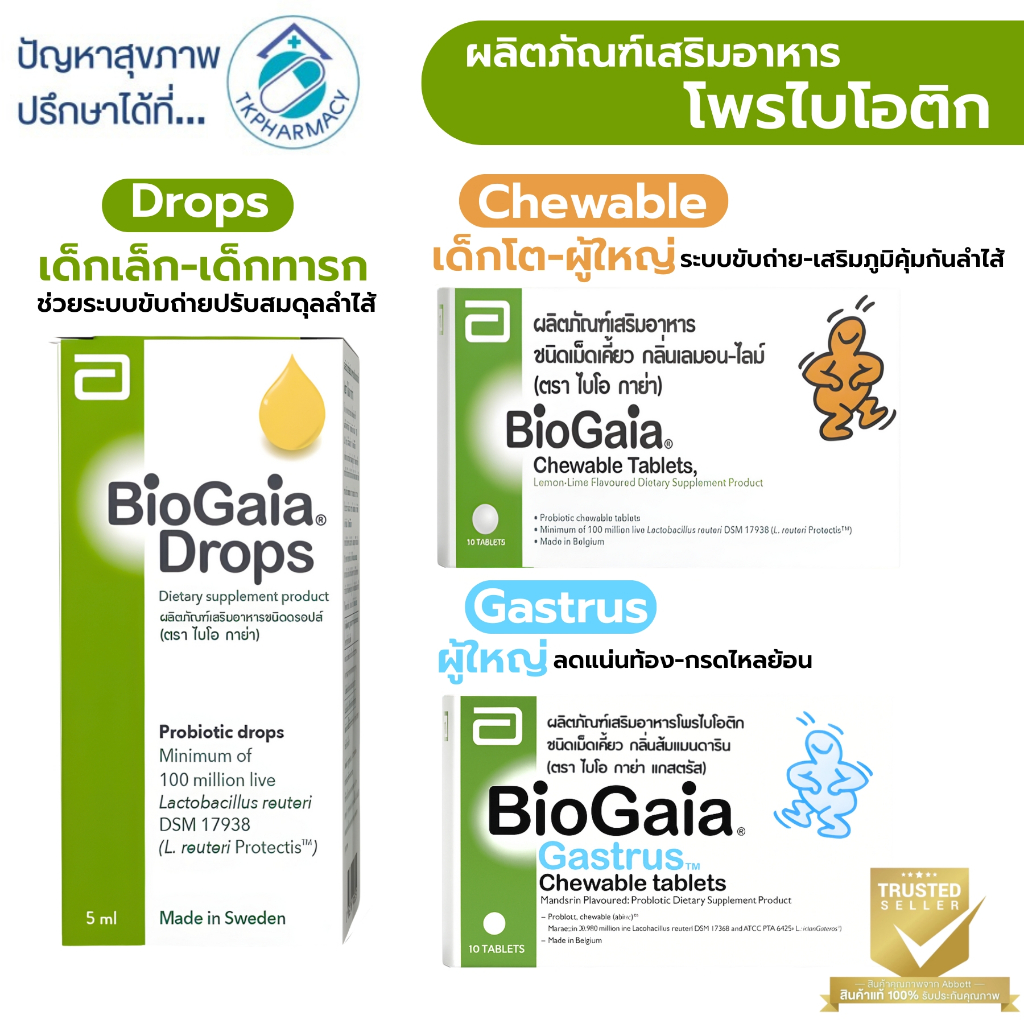 ไบโอกาย่า BioGaia Chewable Tablets / BioGaia Drops / BioGaia Gastrus