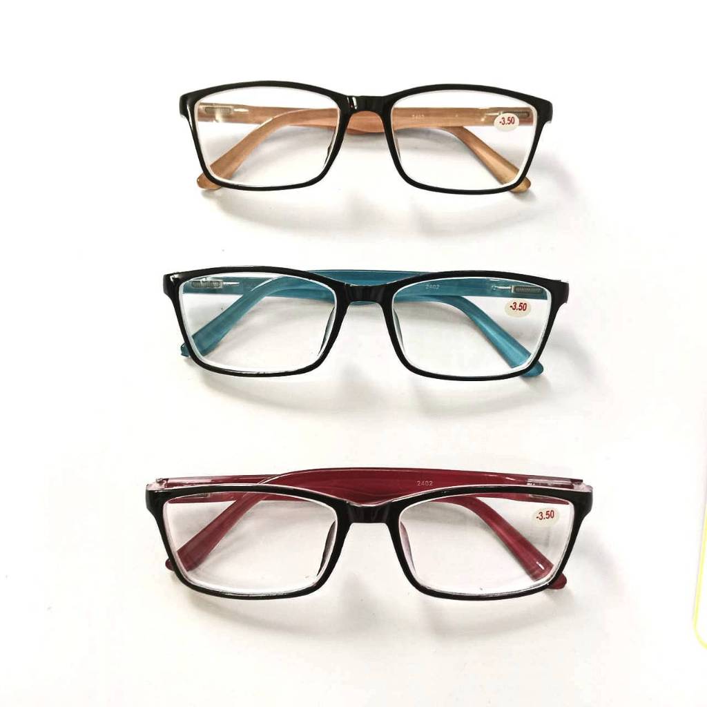 ขายยกค่าสายตาเบอร์หละ 5 ชิ้นคละสี มี+100ถึง+300แว่นสายตายาวขาสปริง อ่านหนังสือ ขาพลาสติก ทรงเหลี่ยม กรอบพลาสติก รุ่น402
