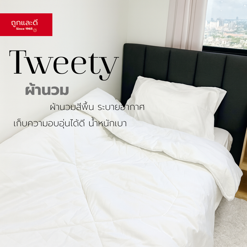 Took Lae Dee ผ้านวมสีพื้น รุ่น Tweety  1.8 *220CM 6ฟุต ระบายอากาศและเก็บความอบอุ่นได้ดี น้ำหนักเบา