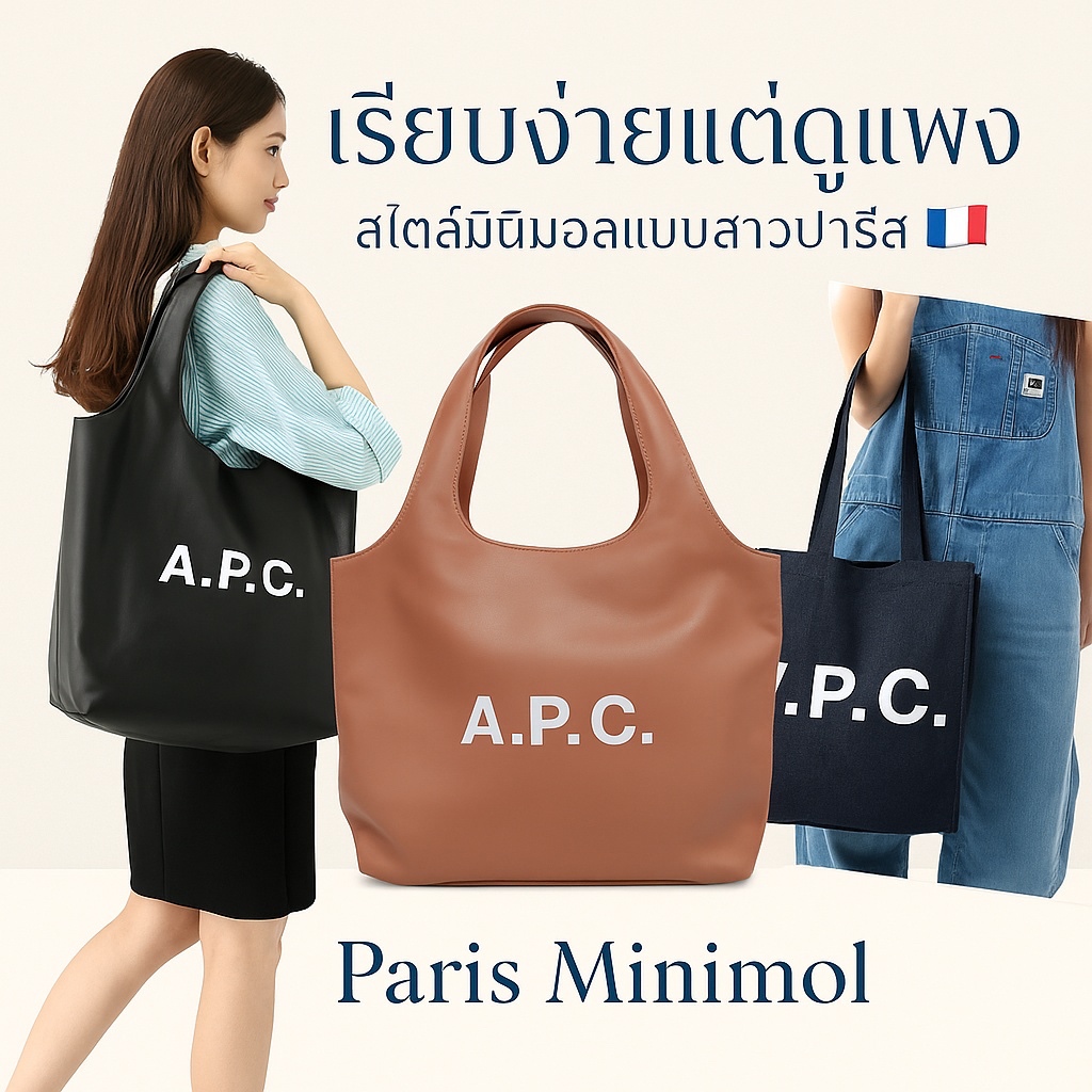 🇰🇷A.P.C./APC Laure Tote Bag Blue กระเป๋าโท้ทผ้าสีฟ้า ของแท้จากเกาหลี 🇫🇷 - Preorderoppa