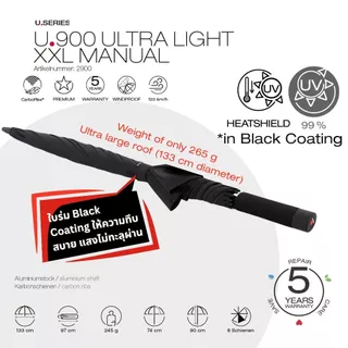 Knirps U.900 ร่มกอล์ฟเบาพิเศษ UV99 Heat ShieldsTM ลดความร้อน40% Manual 133cm, 295g.