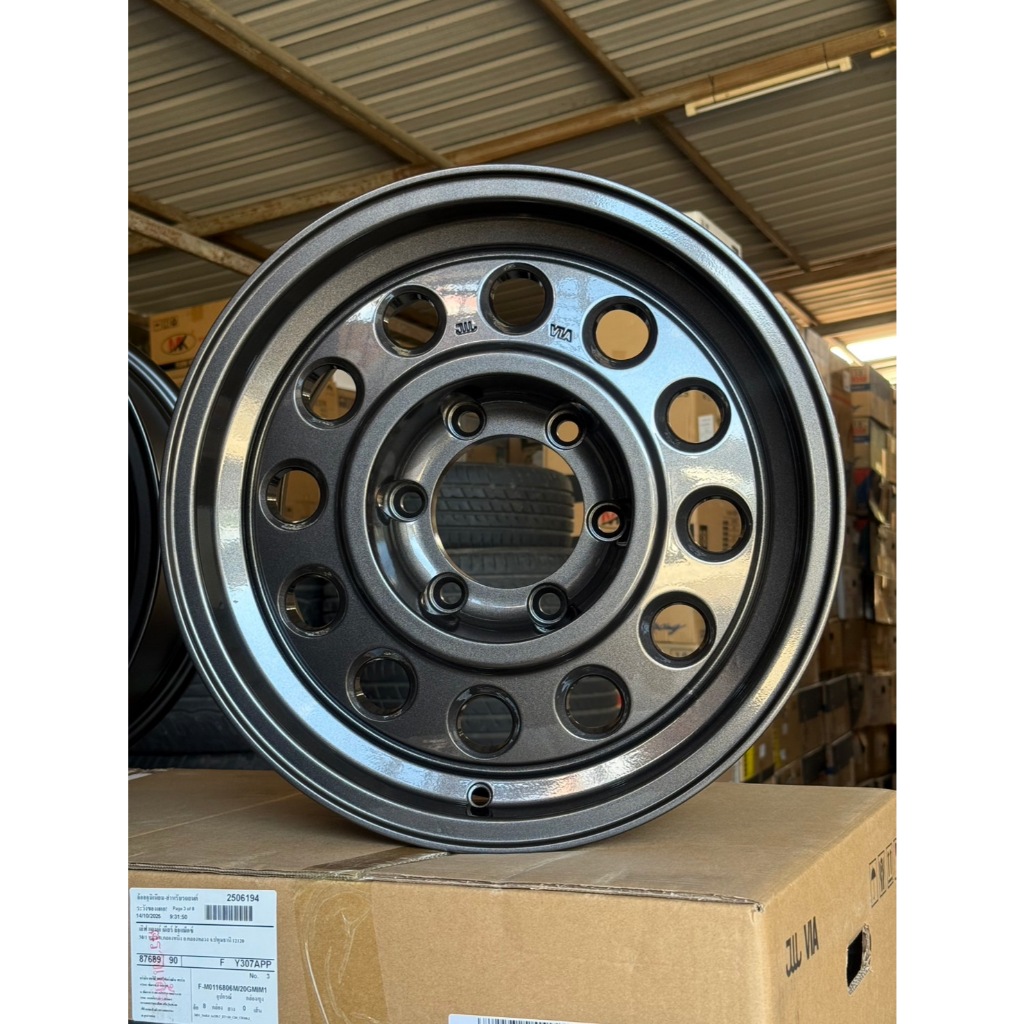 ล้อจ่าอ๊อด (JAOS) จากแบรนด์ TORQ ขอบ 16 6รู กว้าง 8 นิ้ว ออฟ+20 สี GUN (กันเงา) ราคาต่อวง แถมฟรีจุ๊บ