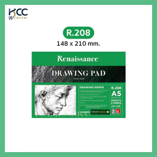 สมุดวาดเขียน กระดาษวาดรูป ขนาด A5 R108 R208 หนา200แกรม Renaissance ผิวเรียบ/ผิวหยาบ (จำนวน1เล่ม)