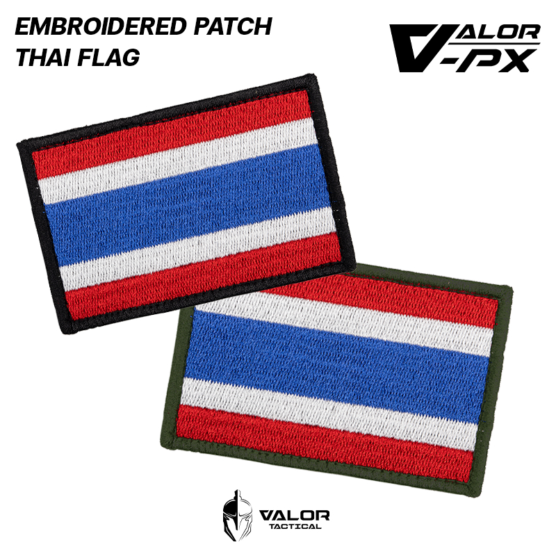 VALOR PX - Embroidered Patch Thai flag แพทช์ติดเสื้อ แบบปัก ลาย ธงชาติ ไทย ขนาด 7.5cm x 5cm อาร์มทหา