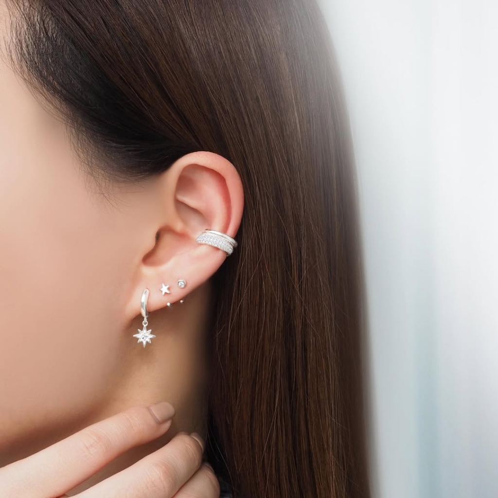 SHEPENDENCE حلق دوار Luxe Solene Bezel كريستال فضة S925 — صورة 5