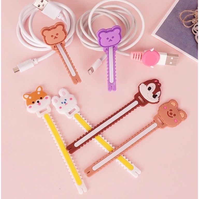 ที่รัดสายชาร์จซิลิโคน สายหูฟัง 10 ชิ้น ลายการ์ตูน ถนอมสายชาร์จ ที่รัดเก็บหูฟัง จัดระเบียบสายcable ที่รัดสายไฟ พร้อมส่ง