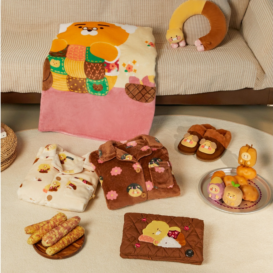 🏡✨KAKAO FRIENDS บ้านชนบทชุนชิก กระเป๋า Boucle ผ้าห่มขนนุ่ม สำหรับชาวออฟฟิศแอร์หนาว item Hot Pack ประ