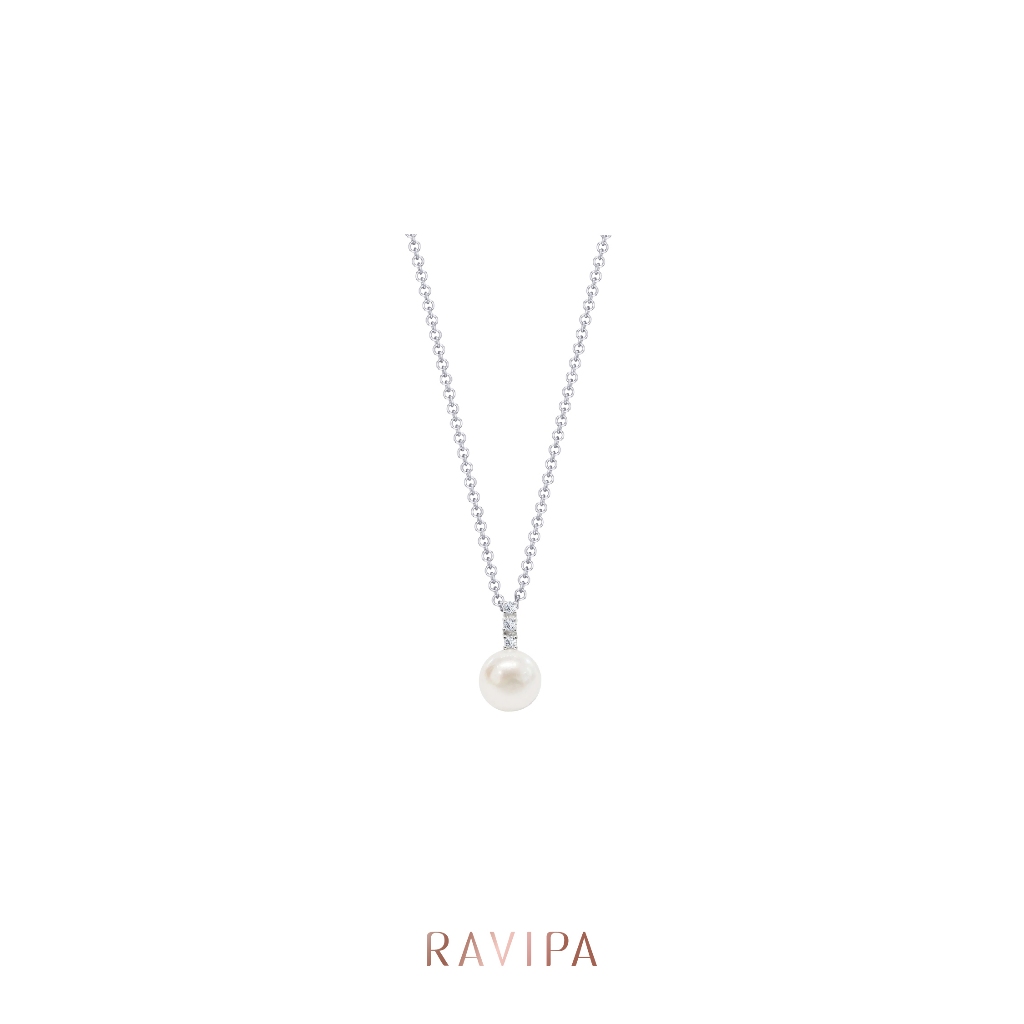 Ravipa | TINY DIAMOND PEARL NECKLACE - สร้อยคอ