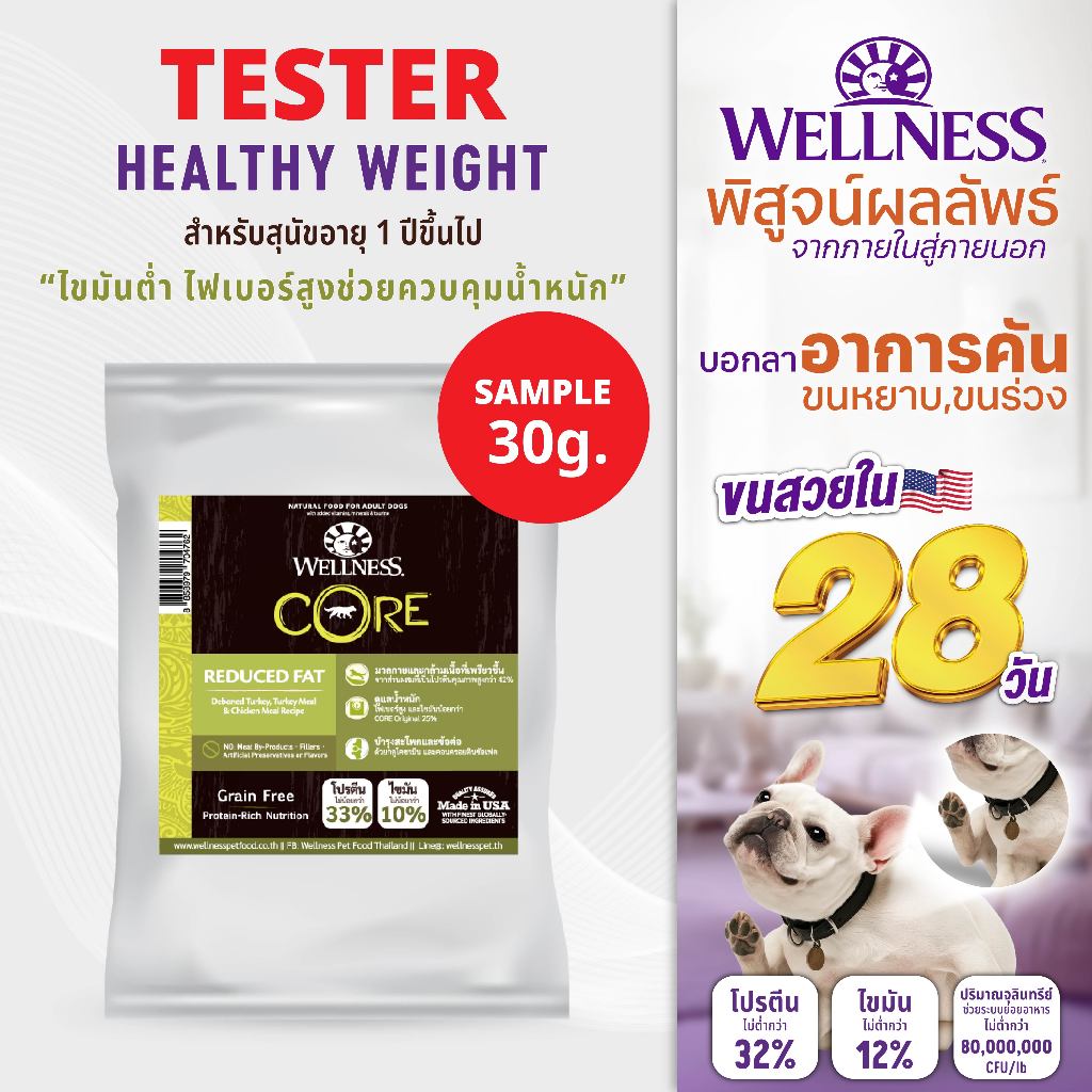 SAMPLE อาหารสุนัข WELLNESS CORE: Healthy Weight (30g)