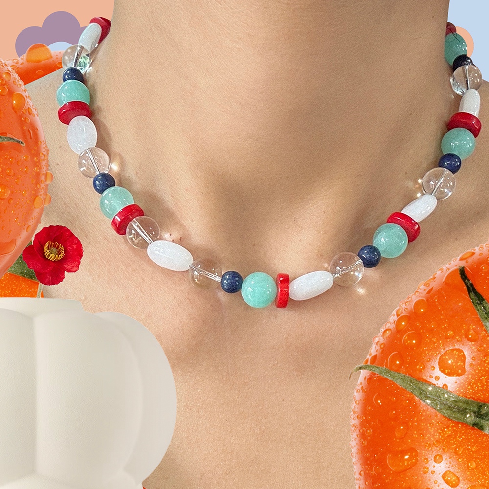 Ocean Candy Necklace 💎 สร้อยหินแท้ผสมสีสดใส เสริมพลังใจ แฮนด์เมด by Wild & Vibe