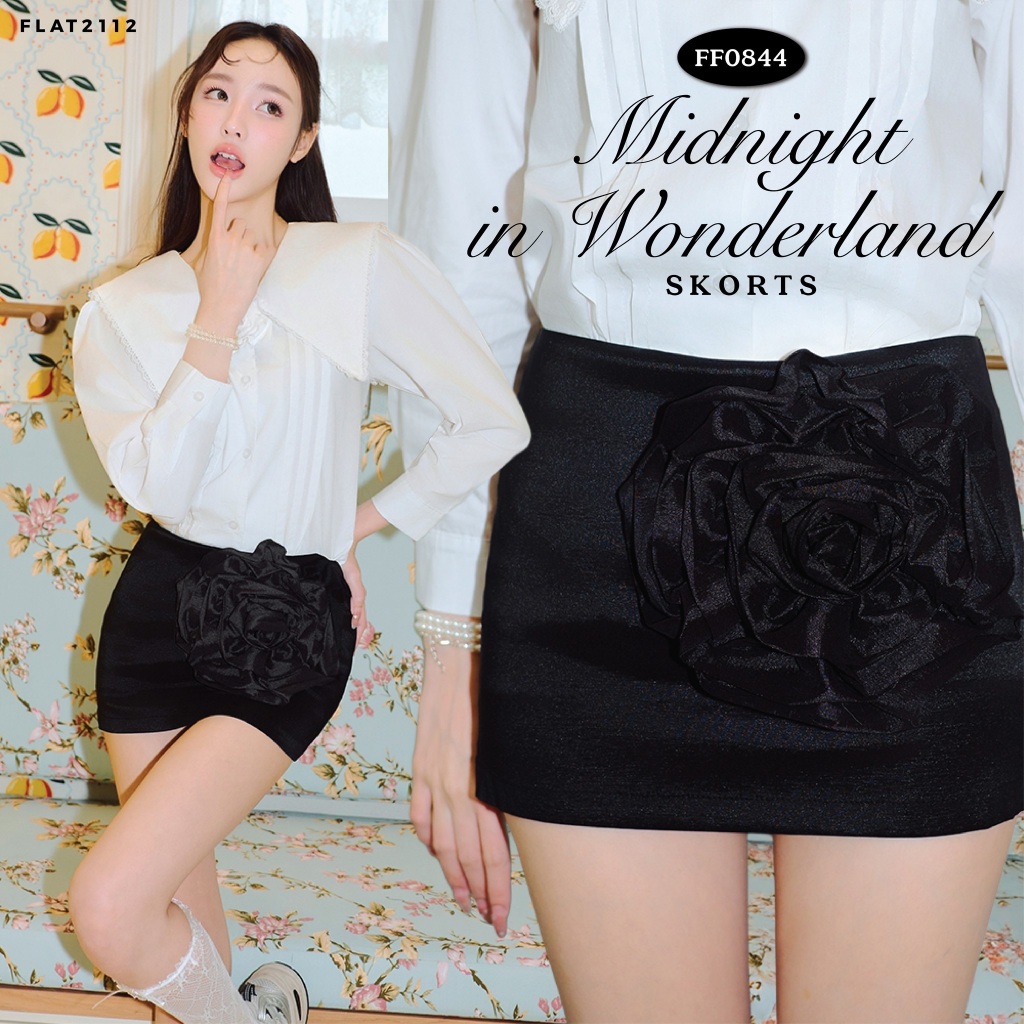 FLAT2112 : MIDNIGHT IN WONDERLAND SKORTS กระโปรงสั้นสุดชิค กระโปรงใส่เเมตซ์ง่าย ใส่เเล้วทรงสวย เข้ารูปพอดีตัว (FF0844)