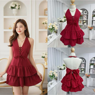 (อก32-40)“MELINE LACEY DRESS” – เดรสสายผูกหลังระบายสองชั้น งานน่ารัก เรียบหรูดูแพง
