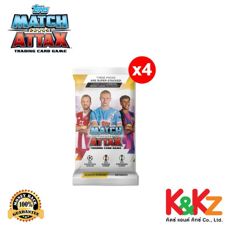 Topps Match Attax UCC 25/26 x4 Packs / การ์ดฟุตบอลแมตช์แอทแทค UCC ซองสุ่ม (4 ซอง)