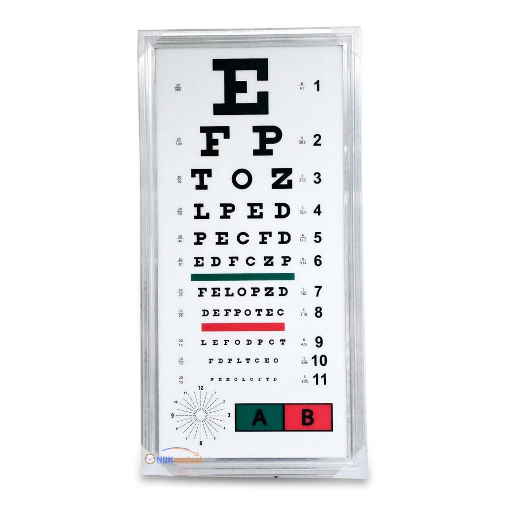 ป้ายวัดสายตา ไฟ LED ตัวอักษรสากล (Snellen chart) ทดสอบ ระดับการมองเห็นระยะ 6 เมตร แผ่นทดสอบสายตาชนิด