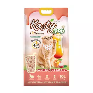 ทรายแมว Kasty pop ทรายเต้าหู้ แคสตี้ ป็อป สูตรใหม่ส่วนผสมจะเป็นถั่วลันเตา 80% ถั่วเหลือง 20% มี 6 สูตร ขนาด 10 ลิตร