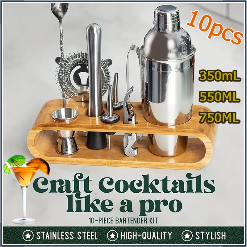 🍺จัดส่งทันที🍺แก้ว เชคค็อกเทล10PCS เชคเกอร์ผสมเหล้า ชานมไข่มุก บาร์เหล้า บาร์เทนเดอร์ Cocktail Shaker ชุดบาร์เทนเดอร์
