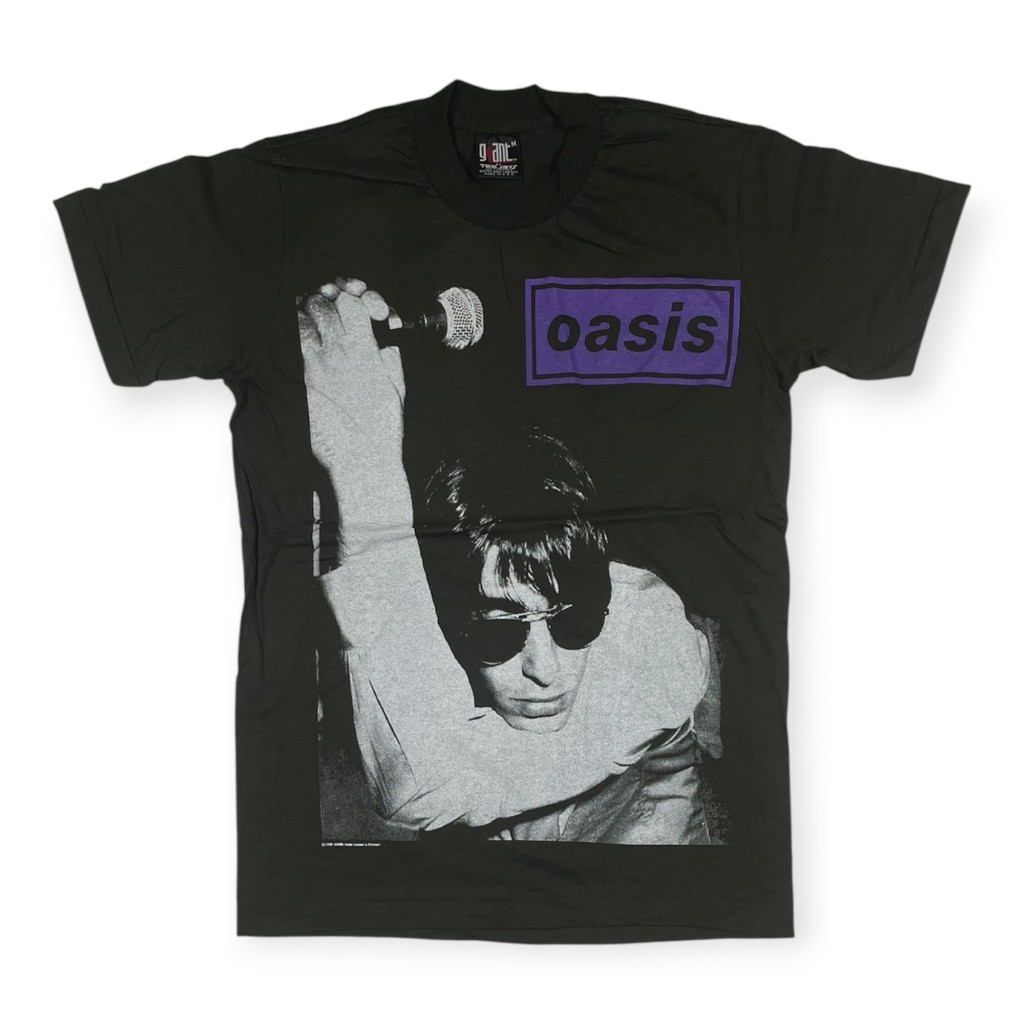 Oasis Tee Bootleg | เสื้อยืดโอเอซิส สีดำ | ลาย Liam ถือไมค์ + ทัวร์ 96