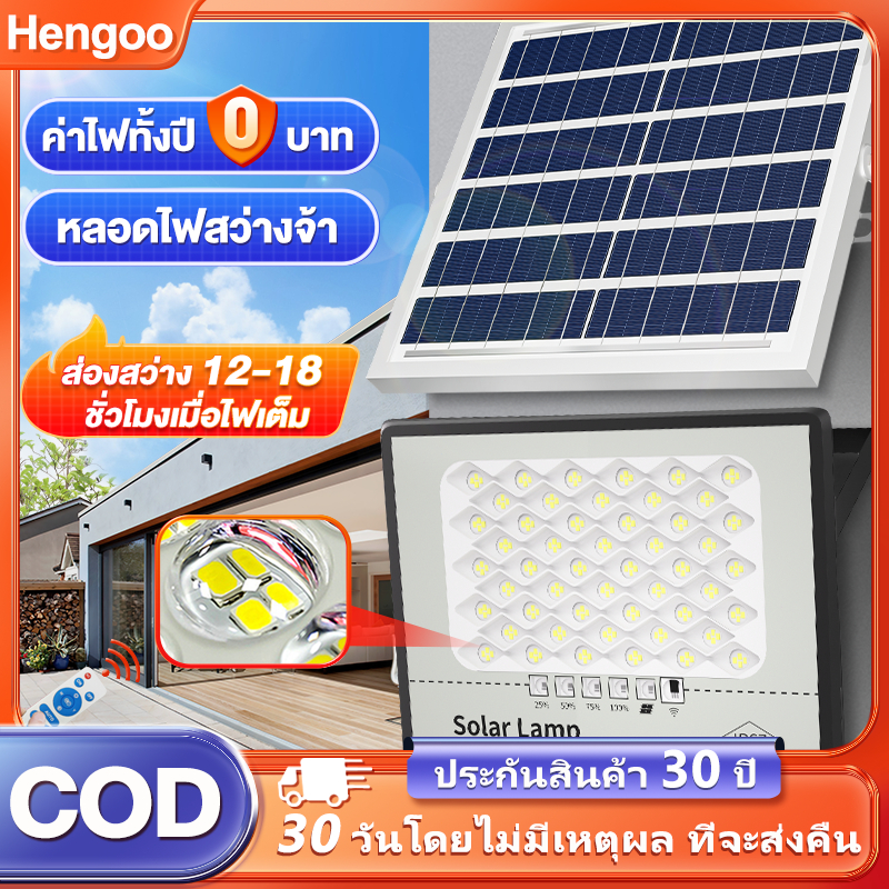 ไฟโซล่าเซลล์ 50000W โซล่าเซลล์สปอตไลท์ ไฟLED โซล่าเซลล์ IP67 กันฟ้าผ่า กันน้ำ เปิดปิดอัตโนมัติ
