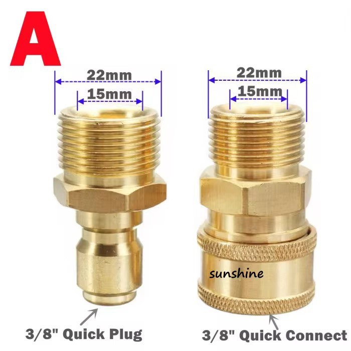 (2) M22*1.5MM 3/8" คอปเปอร์หน้าปั้ม-คอปเปอร์สำหรับเครื่องฉีดน้ำแรงดันสูง-ข้อต่อทองเหลือง-คอปเปอร์น้ำ