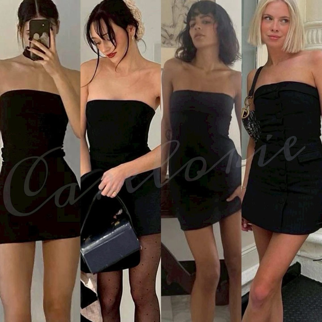 🛍️พร้อมส่งค่ะ🛍️มินิเดรสเกาะอกดีเทลแต่งย่นๆด้านข้าง Bershka Stretch Bandeau Neckline Mini Dress With Gathering เข้าใหม่