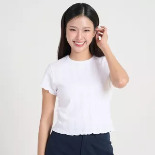 MEET ME - Top 0015 I WAVIE เสื้อครอปผ้าถักแต่งแขนและปลายเสื้อ