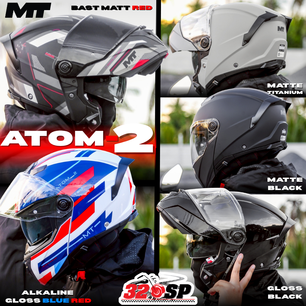 ลายใหม่ล่าสุด!! หมวกกันน็อคยกคาง MT รุ่น ATOM 2 SV แบรนด์จากประเทศสเปน ส่งไว!! 320SP