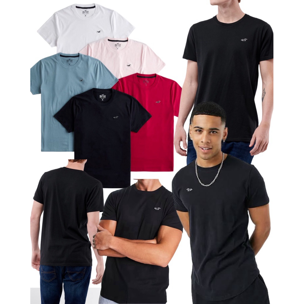 (ของแท้💯) Hollister crew-neck t-shirt เสื้อยืดคอกลม ปักโลโก้ตรงอก