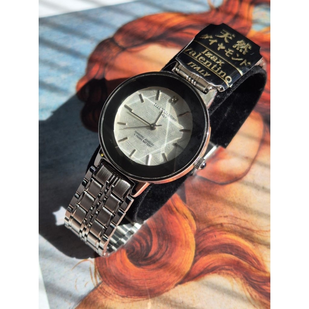 Izax Valentino Italy 🇮🇹 นาฬิกาผู้ชายมือสอง unused หน้าปัดกระจกเจียรไน 12 เหลี่ยม สายยาวปรับได้