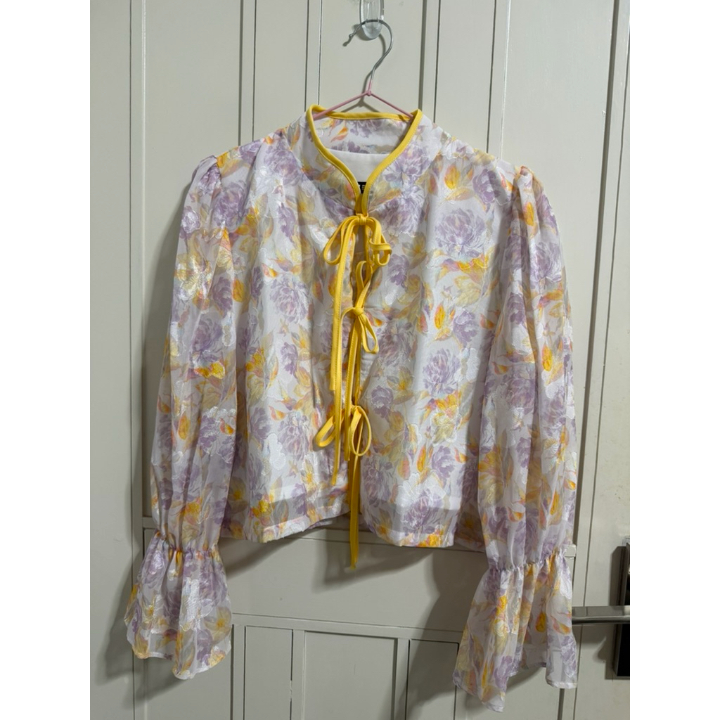 bnk brand เสื้อคอจีน เสื้อตรุษจีน lee top lavender ซักเก็บ