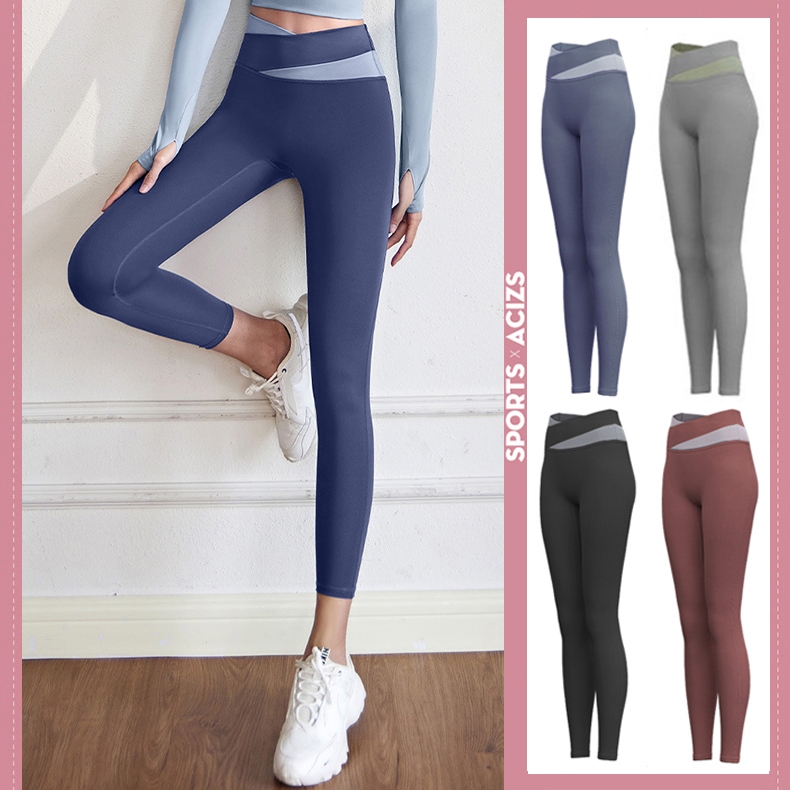 mvp sport กางเกงวอร์มเอวสูง กางเกงโยคะ เลกกิ้ง