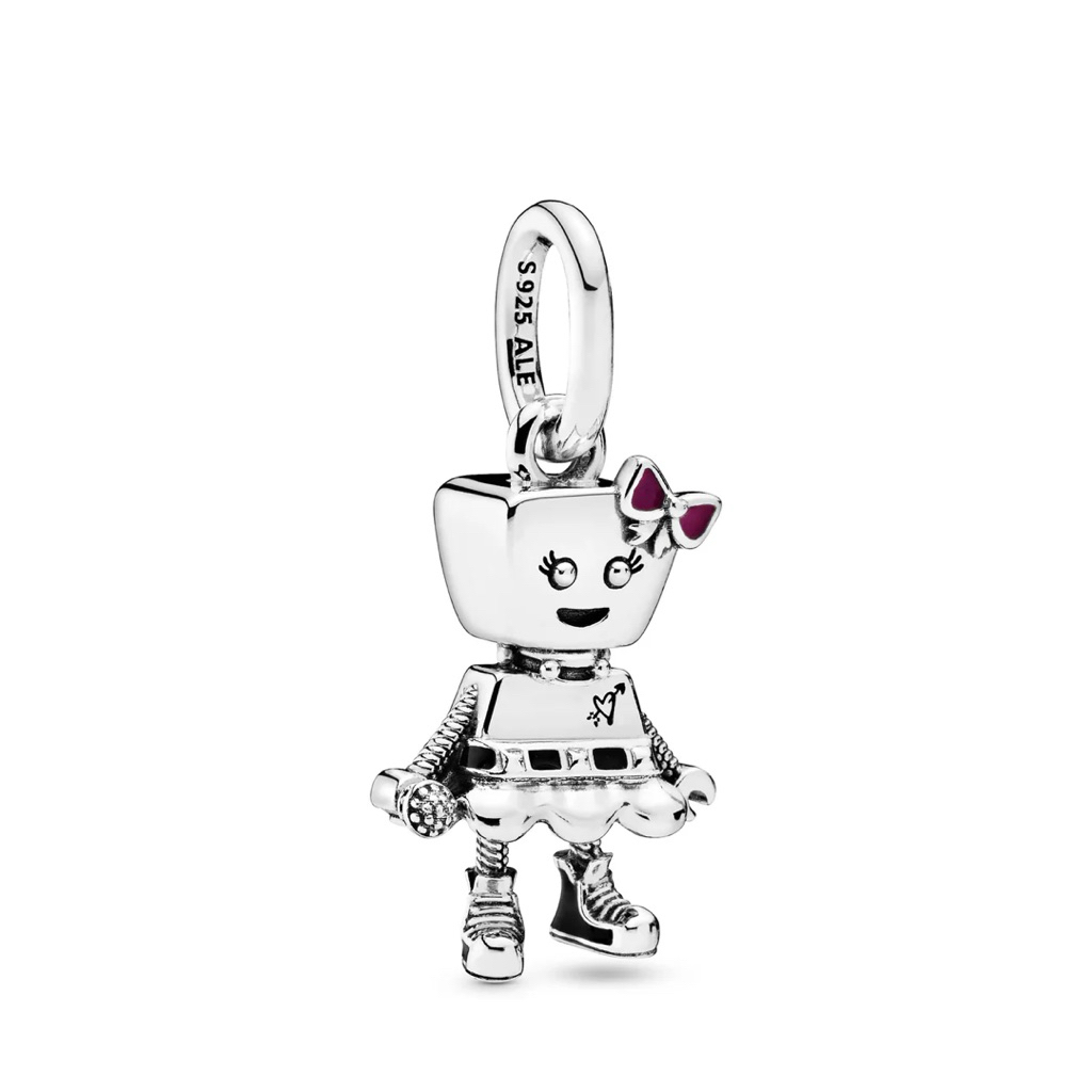 (ของแท้ พร้อมส่ง )หายาก Pandora Bella Robot Girl Punk Band Dangle สำหรับกำไลข้อมือแพนโดร่าติ้งหุ่นยนต์สาวพั๊ง