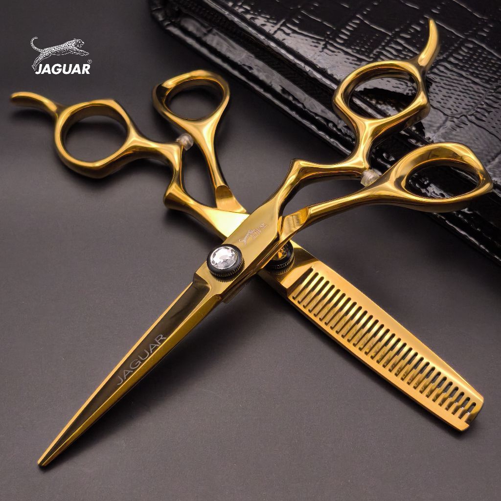ถูก/แท้ Jaguar 1คู่ กรรไกรตัดผมจากัวร์  ขนาด 6 นิ้ว สีทอง