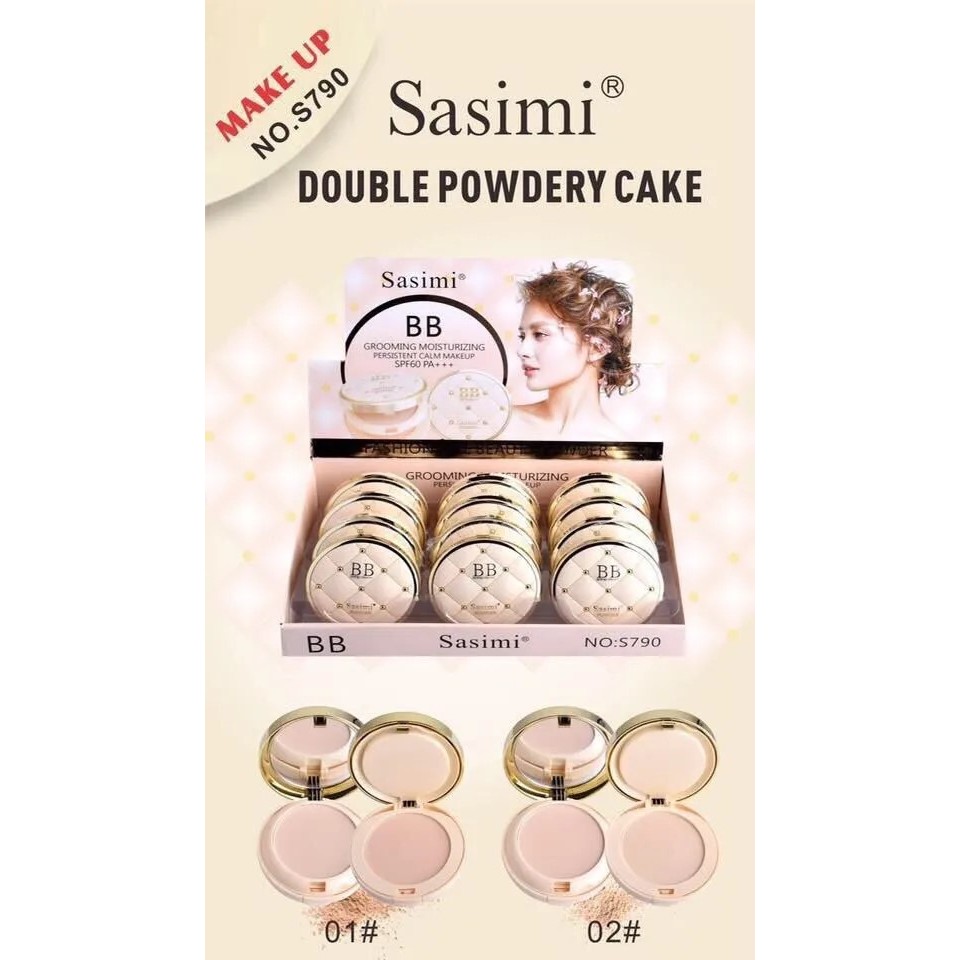 S790 Sasimi BB Powder ตลับ 2 ชั้น กันแดด กันน้ำ ผสมรองพื้น SPF60PA++ เนื้อเนียนบางเบา